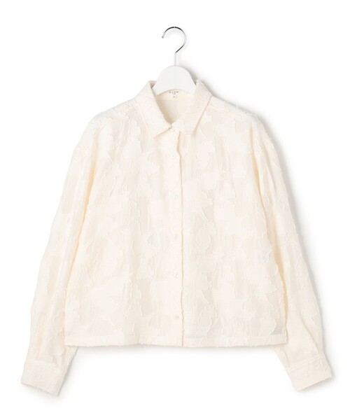23区 L(ニジュウサンクオオキイサイズ)の「カットジャカード シャツ(シャツ/ブラウス・レディース・アイボリー系・46/44)」の3枚目の写真