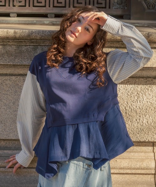 AULA AILA(アウラアイラ)の「AULA AILA/アウラアイラ/別注ストライプスリーブプルオーバー(Tシャツ/カットソー・レディース・ホワイト/その他18・0)」の5枚目の写真