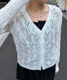 mebole（メボレ）の「透かし編みVネックカーディガン（カーディガン/ボレロ）」