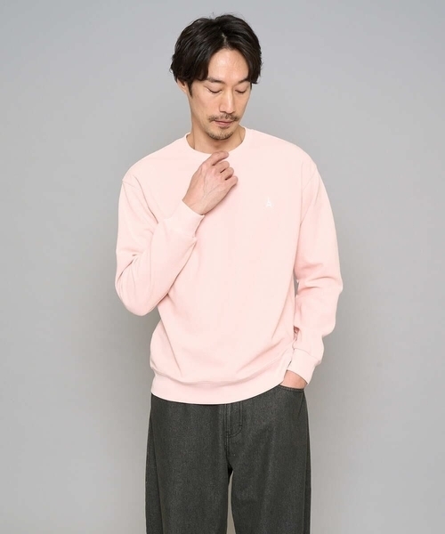 a.v.v(アーヴェヴェ)の「【イージーケア/洗濯機で洗える/毛玉になりにくい】アゼダブルフェイス1ポイント刺繍プルオーバー(Tシャツ/カットソー・メンズ・ピンク/グリーン/ホワイト/ライトグレー/ダークインディゴブルー・46/48/50)」の7枚目の写真