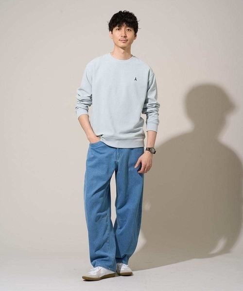 a.v.v(アーヴェヴェ)の「【イージーケア/洗濯機で洗える/毛玉になりにくい】アゼダブルフェイス1ポイント刺繍プルオーバー(Tシャツ/カットソー・メンズ・ピンク/グリーン/ホワイト/ライトグレー/ダークインディゴブルー・46/48/50)」の13枚目の写真