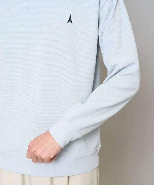 a.v.v(アーヴェヴェ)の「【イージーケア/洗濯機で洗える/毛玉になりにくい】アゼダブルフェイス1ポイント刺繍プルオーバー(Tシャツ/カットソー・メンズ・ピンク/グリーン/ホワイト/ライトグレー/ダークインディゴブルー・46/48/50)」の20枚目の写真