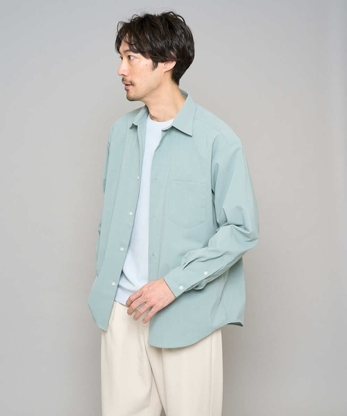 a.v.v(アーヴェヴェ)の「【イージーケア/洗濯機で洗える/毛玉になりにくい】アゼダブルフェイス1ポイント刺繍プルオーバー(Tシャツ/カットソー・メンズ・ピンク/グリーン/ホワイト/ライトグレー/ダークインディゴブルー・46/48/50)」の22枚目の写真