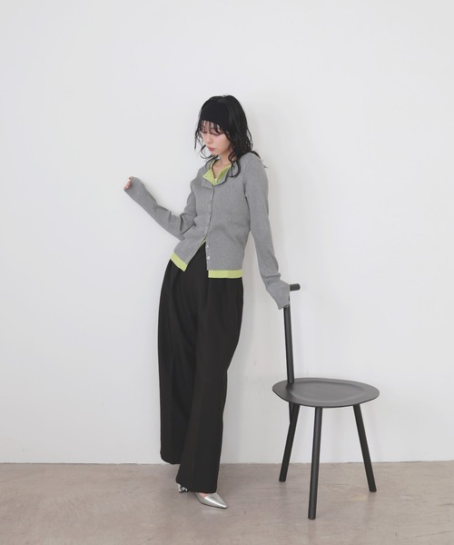 LIAN(リアン)の「バイカラーリブニットカーデ(カーディガン/ボレロ・レディース・グレー/ベージュ/ブラウン/ブラック・FREE)」の17枚目の写真