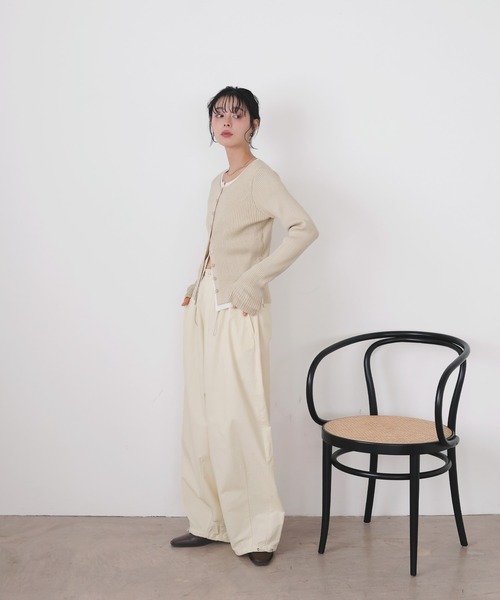 LIAN(リアン)の「バイカラーリブニットカーデ(カーディガン/ボレロ・レディース・グレー/ベージュ/ブラウン/ブラック・FREE)」の10枚目の写真