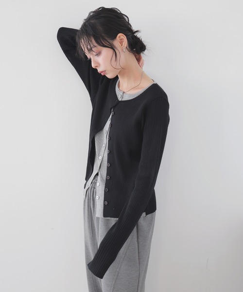 LIAN(リアン)の「バイカラーリブニットカーデ(カーディガン/ボレロ・レディース・グレー/ベージュ/ブラウン/ブラック・FREE)」の20枚目の写真