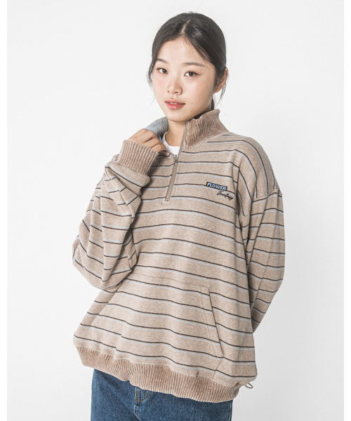 HAVISM(ヘビズム)の「FF STRIPE HALF ZIP UP SWEATSHIRT(MOCHA BEIGE)(スウェット・レディース・その他・ONE SIZE)」の4枚目の写真