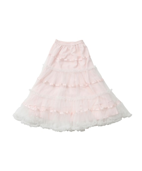 Lolime by mellfy memory（ロリミー バイ メルフィーメモリー）の「lace ruffle volume tulle skirt（スカート・レディース・ピンク/ホワイト・LL/M）」の2枚目の写真