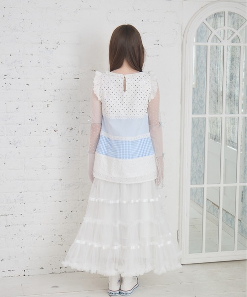 Lolime by mellfy memory（ロリミー バイ メルフィーメモリー）の「lace ruffle volume tulle skirt（スカート・レディース・ピンク/ホワイト・LL/M）」の9枚目の写真