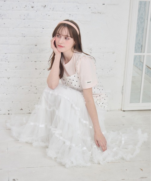 Lolime by mellfy memory（ロリミー バイ メルフィーメモリー）の「lace ruffle volume tulle skirt（スカート・レディース・ピンク/ホワイト・LL/M）」の3枚目の写真