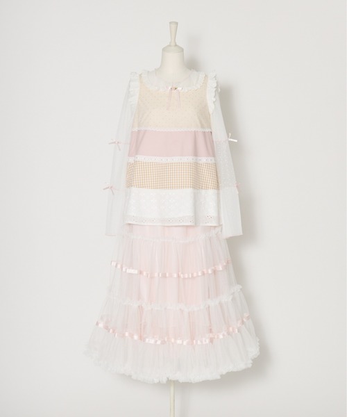 Lolime by mellfy memory（ロリミー バイ メルフィーメモリー）の「lace ruffle volume tulle skirt（スカート・レディース・ピンク/ホワイト・LL/M）」の10枚目の写真