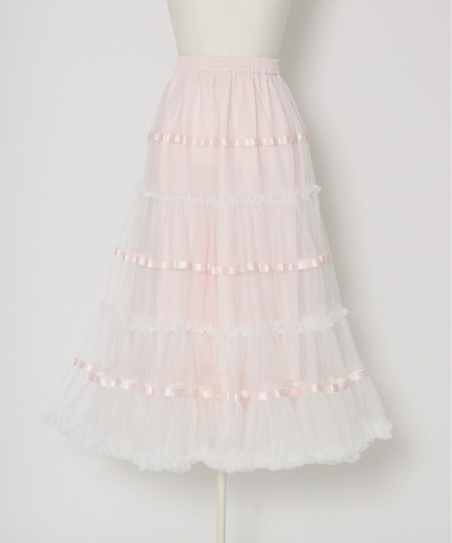 Lolime by mellfy memory（ロリミー バイ メルフィーメモリー）の「lace ruffle volume tulle skirt（スカート・レディース・ピンク/ホワイト・LL/M）」の11枚目の写真