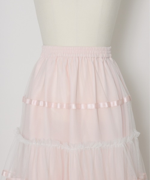 Lolime by mellfy memory（ロリミー バイ メルフィーメモリー）の「lace ruffle volume tulle skirt（スカート・レディース・ピンク/ホワイト・LL/M）」の14枚目の写真