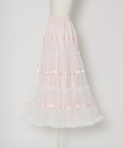 Lolime by mellfy memory（ロリミー バイ メルフィーメモリー）の「lace ruffle volume tulle skirt（スカート・レディース・ピンク/ホワイト・LL/M）」の12枚目の写真