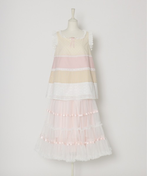 Lolime by mellfy memory（ロリミー バイ メルフィーメモリー）の「lace ruffle volume tulle skirt（スカート・レディース・ピンク/ホワイト・LL/M）」の18枚目の写真