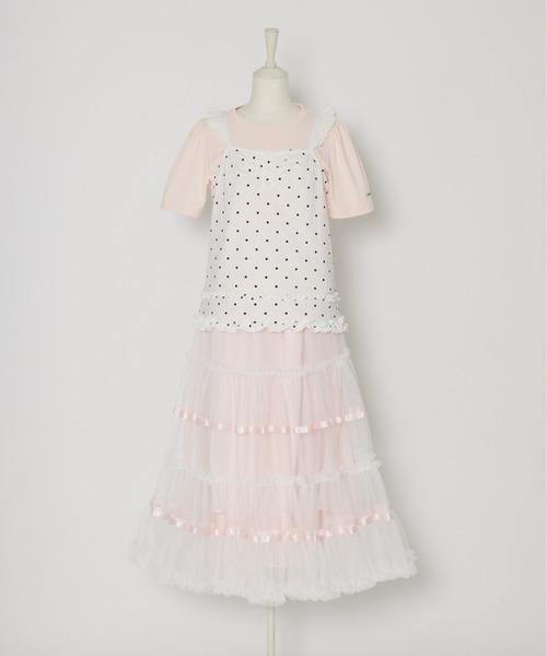 Lolime by mellfy memory（ロリミー バイ メルフィーメモリー）の「lace ruffle volume tulle skirt（スカート・レディース・ピンク/ホワイト・LL/M）」の19枚目の写真