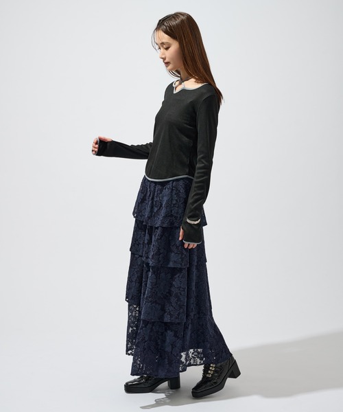 Ellno de Mavie(エルノデメヴィ)の「バイカラーチョーカートップス(Tシャツ/カットソー・レディース・チャコール/ブラック・FREE)」の12枚目の写真