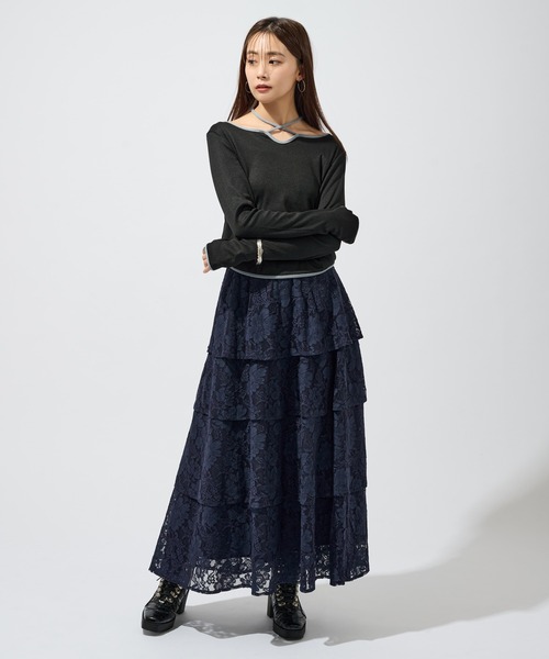 Ellno de Mavie(エルノデメヴィ)の「バイカラーチョーカートップス(Tシャツ/カットソー・レディース・チャコール/ブラック・FREE)」の11枚目の写真
