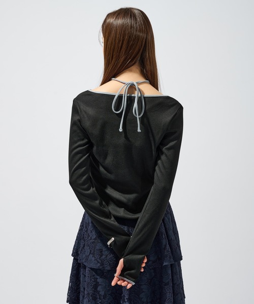 Ellno de Mavie(エルノデメヴィ)の「バイカラーチョーカートップス(Tシャツ/カットソー・レディース・チャコール/ブラック・FREE)」の9枚目の写真