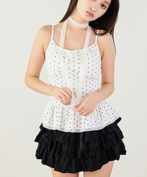 Siel（シエル）の「レースタイ付き　ドットペプラムキャミ（キャミソール）」