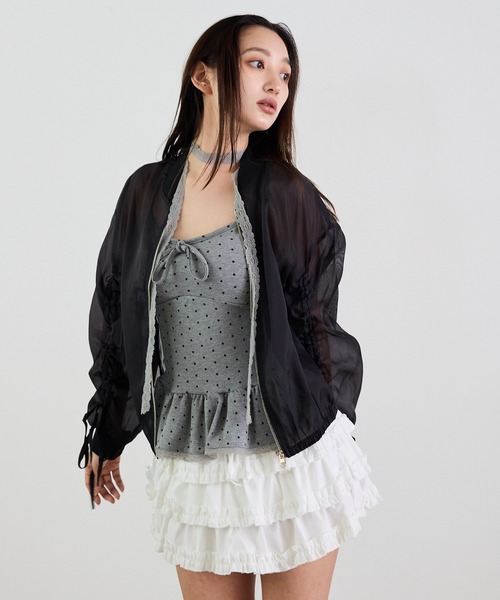 Siel(シエル)の「レースタイ付き ドットペプラムキャミ(キャミソール・レディース・グレー/ブラック/ホワイト/ブラウン・FREE)」の20枚目の写真