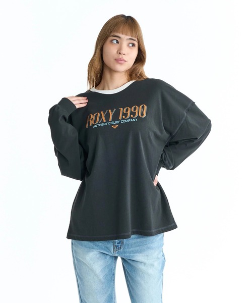 ROXY(ロキシー)の「ROXY ウィメンズ ROXY 1990 長袖Tシャツ ロンT ドロップショルダー 【2026年春夏モデル】/ロキシーリンガーネックバックプリントロンT(Tシャツ/カットソー・レディース・グレー/ブラック/ホワイト/レッド・LARGE/MEDIUM/SMALL)」の1枚目の写真
