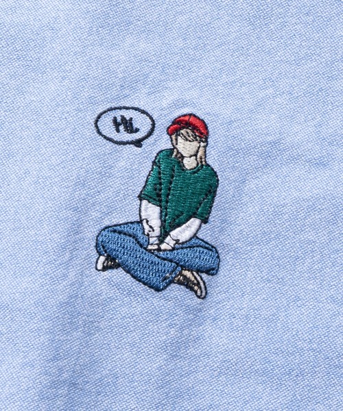 Red Cap Girl(レッドキャプガール)の「【a-r】〔RedCapGirl/レッドキャップガール〕ワンポイントガール刺繍 半袖オックスシャツ(シャツ/ブラウス・メンズ・ネイビー/ピンク/ホワイト/サックスブルー・LARGE/MEDIUM)」の6枚目の写真