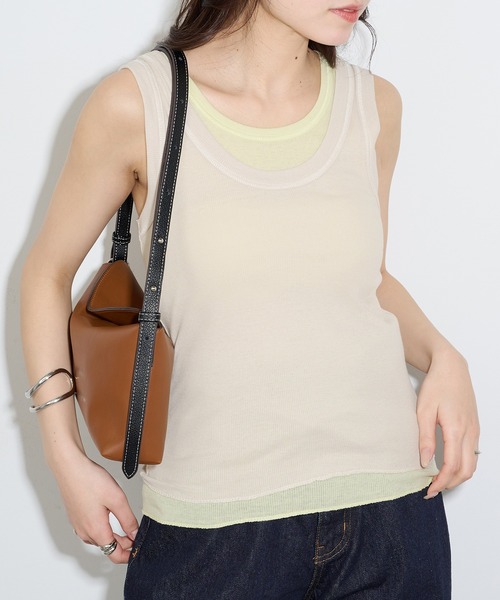Healthknit(ヘルスニット)の「【Healthknit】2枚セット ベーシックタンクトップ 2Pセット タンクトップ レイヤード 重ね着 HR26S-L303(タンクトップ・レディース・ベージュ系その他2/ベージュ系その他/ブラック系1・FREE)」の3枚目の写真