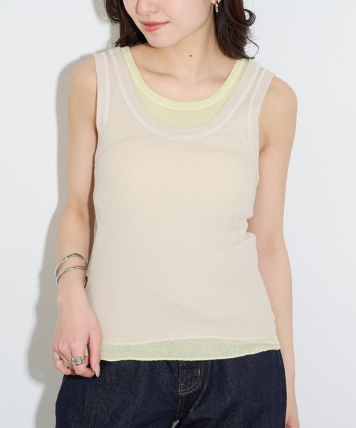 Healthknit(ヘルスニット)の「【Healthknit】2枚セット ベーシックタンクトップ 2Pセット タンクトップ レイヤード 重ね着 HR26S-L303(タンクトップ・レディース・ベージュ系その他2/ベージュ系その他/ブラック系1・FREE)」の7枚目の写真
