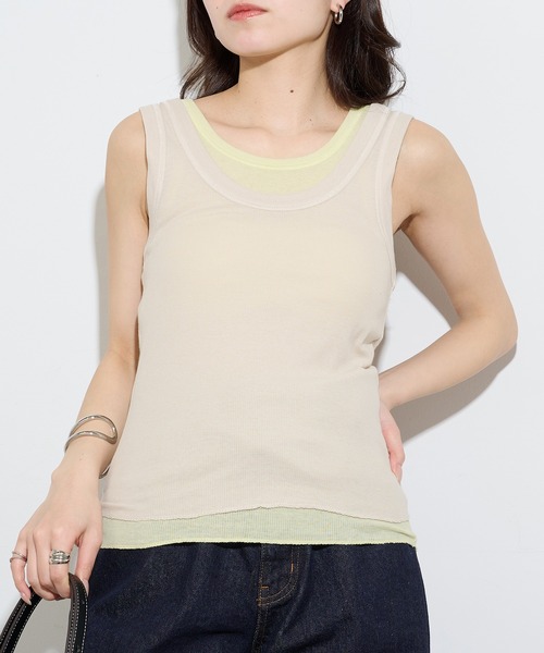Healthknit(ヘルスニット)の「【Healthknit】2枚セット ベーシックタンクトップ 2Pセット タンクトップ レイヤード 重ね着 HR26S-L303(タンクトップ・レディース・ベージュ系その他2/ベージュ系その他/ブラック系1・FREE)」の8枚目の写真
