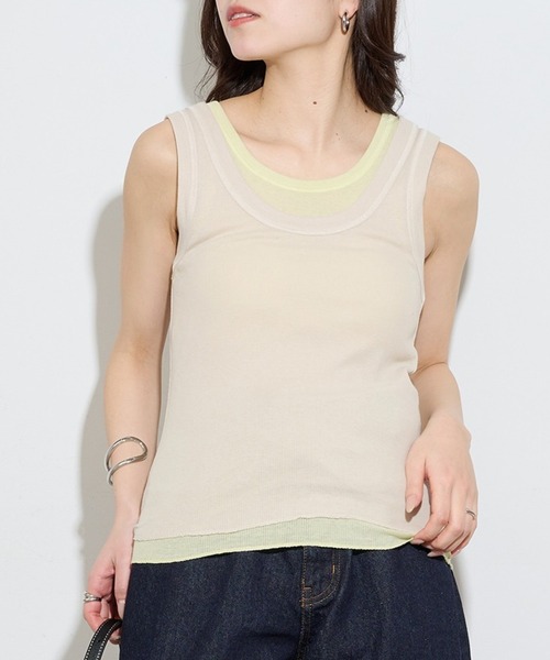 Healthknit(ヘルスニット)の「【Healthknit】2枚セット ベーシックタンクトップ 2Pセット タンクトップ レイヤード 重ね着 HR26S-L303(タンクトップ・レディース・ベージュ系その他2/ベージュ系その他/ブラック系1・FREE)」の6枚目の写真