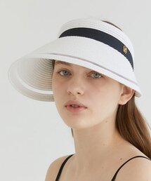 HALDEN(�n���f��)��mesh ribbon logo pendant raffia sun visor (C008_white)(�T���o�C�U�[)