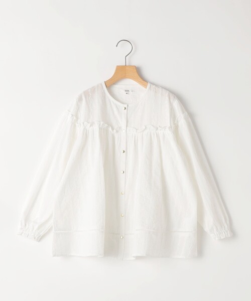 SHIPS（シップス）の「SHIPS KIDS:140～150cm / ギャザーフリル 刺繍 ブラウス（シャツ/ブラウス・キッズ・ミント/ホワイト・140/150）」の2枚目の写真
