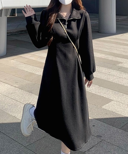 Flugge(フラッジー)の「ハーフジップロングワンピース(ワンピース・レディース・ブラック/アイボリー・LARGE/MEDIUM)」の1枚目の写真
