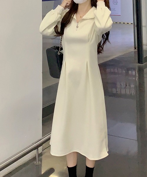 Flugge(フラッジー)の「ハーフジップロングワンピース(ワンピース・レディース・ブラック/アイボリー・LARGE/MEDIUM)」の7枚目の写真