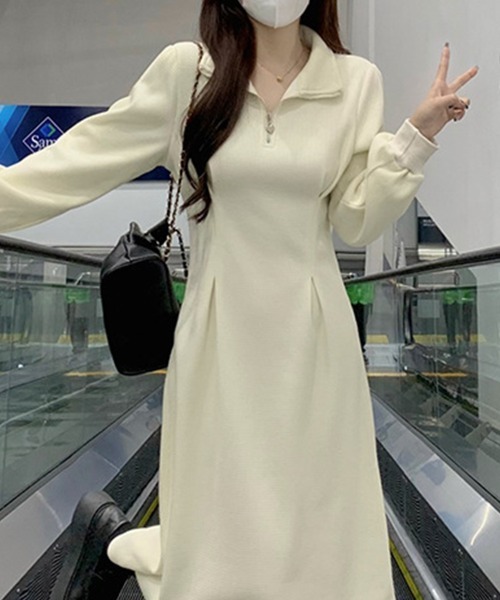 Flugge(フラッジー)の「ハーフジップロングワンピース(ワンピース・レディース・ブラック/アイボリー・LARGE/MEDIUM)」の10枚目の写真