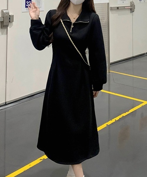 Flugge(フラッジー)の「ハーフジップロングワンピース(ワンピース・レディース・ブラック/アイボリー・LARGE/MEDIUM)」の12枚目の写真