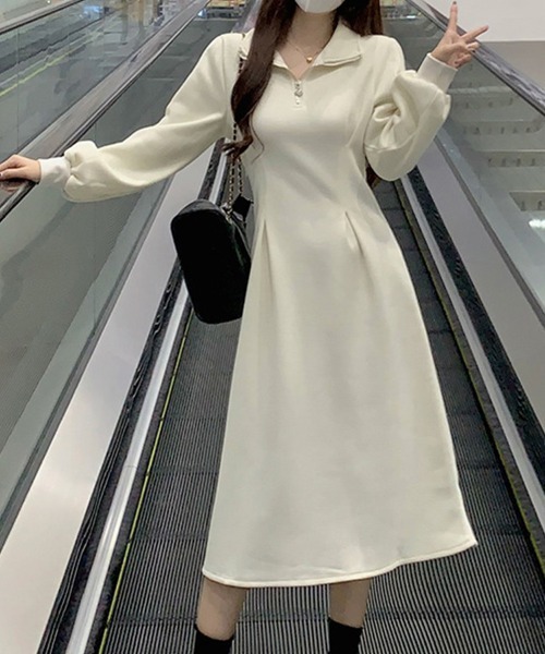 Flugge(フラッジー)の「ハーフジップロングワンピース(ワンピース・レディース・ブラック/アイボリー・LARGE/MEDIUM)」の14枚目の写真