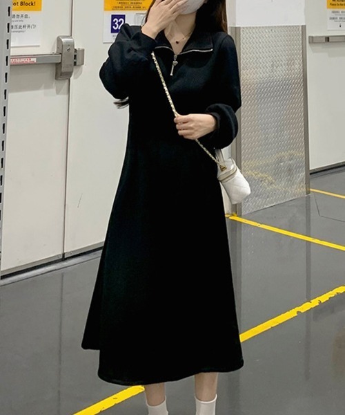 Flugge(フラッジー)の「ハーフジップロングワンピース(ワンピース・レディース・ブラック/アイボリー・LARGE/MEDIUM)」の15枚目の写真
