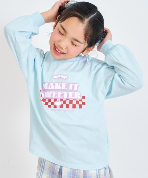 ANAP kids(アナップキッズ)の「ダイナーロゴプリントロンT(Tシャツ/カットソー・キッズ・ライトブルー/ホワイト/ブラック・130/120/110)」の3枚目の写真