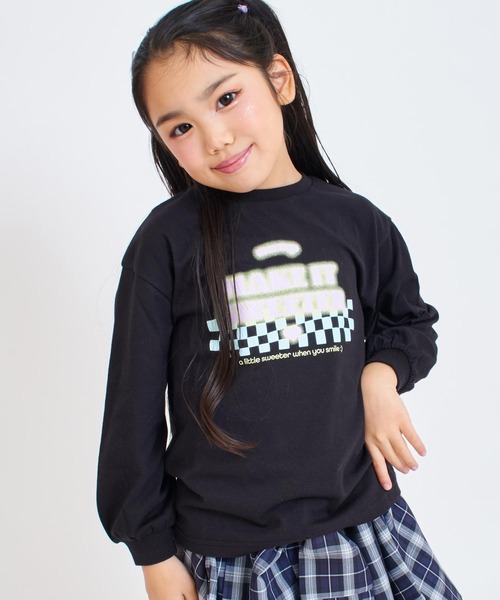 ANAP kids(アナップキッズ)の「ダイナーロゴプリントロンT(Tシャツ/カットソー・キッズ・ライトブルー/ホワイト/ブラック・130/120/110)」の1枚目の写真