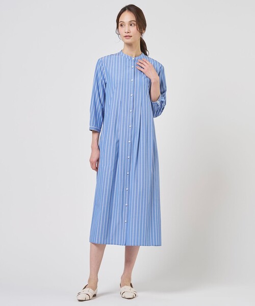 J.PRESS(ジェイプレス)の「TC ハイカウントストライプ シャツ ワンピース(ワンピース・レディース・ブルー系1/ブラウン系1/グレー系1・11/9)」の7枚目の写真
