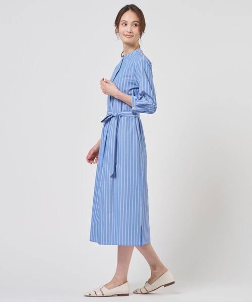 J.PRESS(ジェイプレス)の「TC ハイカウントストライプ シャツ ワンピース(ワンピース・レディース・ブルー系1/ブラウン系1/グレー系1・11/9)」の8枚目の写真