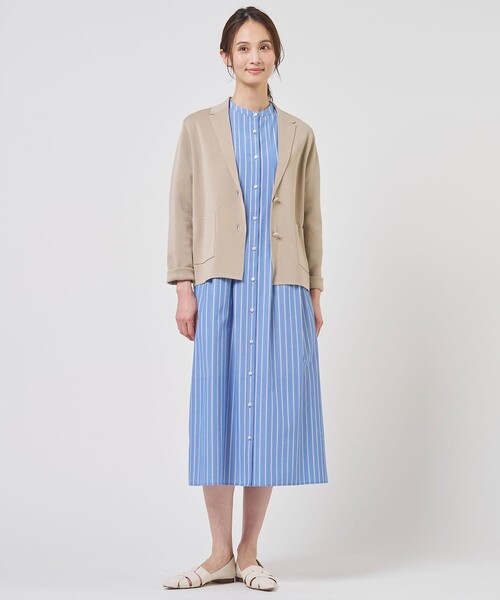 J.PRESS(ジェイプレス)の「TC ハイカウントストライプ シャツ ワンピース(ワンピース・レディース・ブルー系1/ブラウン系1/グレー系1・11/9)」の9枚目の写真