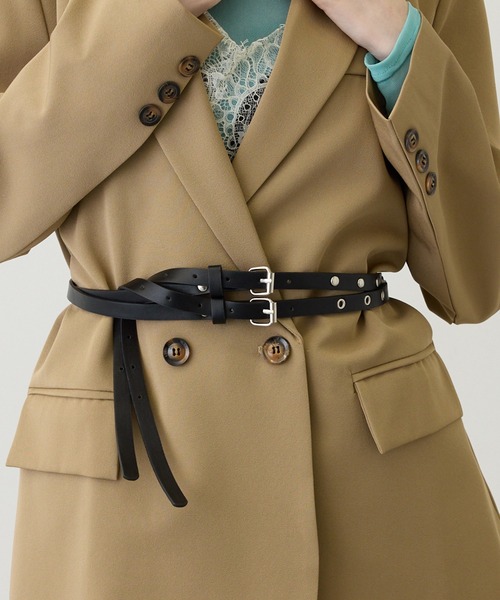 uyu.（ウユ）の「【コーデを引き締める】スタッズダブルベルト（ベルト・レディース・ブラック・FREE）」の5枚目の写真