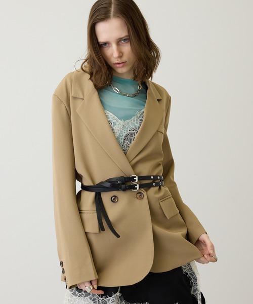 uyu.（ウユ）の「【コーデを引き締める】スタッズダブルベルト（ベルト・レディース・ブラック・FREE）」の3枚目の写真