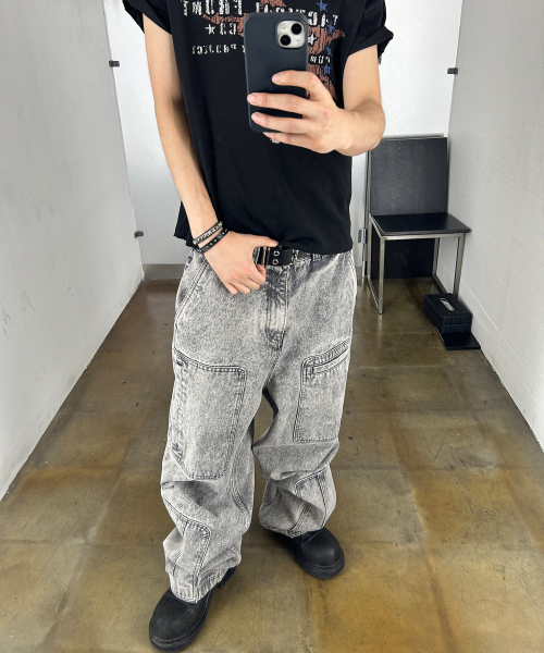 KICHUL(キチョル)の「Asym Vintage Cargo Denim Pants (Stone Grey)(デニムパンツ・レディース・その他・SMALL/MEDIUM/LARGE)」の8枚目の写真
