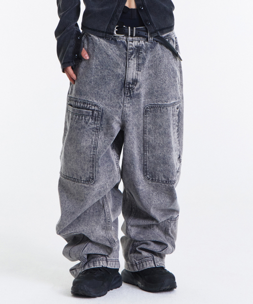 KICHUL(キチョル)の「Asym Vintage Cargo Denim Pants (Stone Grey)(デニムパンツ・レディース・その他・SMALL/MEDIUM/LARGE)」の4枚目の写真