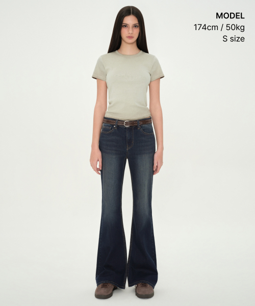 MUSINSA STANDARD WOMAN（ムシンサスタンダードウーマン）の「ウィメンズダーティダイドスリムクルーネックTシャツ[セージ]（Tシャツ/カットソー・レディース・その他・SMALL/MEDIUM/LARGE/X-SMALL）」の4枚目の写真