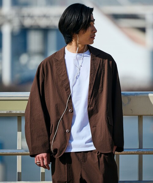 FREAK'S STORE(フリークスストア)の「<UVカット・接触冷感・吸水速乾> AiRide/エアライド リラックスフィット シアサッカー セットアップ/テーラードジャケット/ワイドスラックス/限定展開(セットアップ・メンズ・チャコールグレー/ブラウン/ブラック/ネイビー・MEDIUM/SMALL/LARGE)」の22枚目の写真